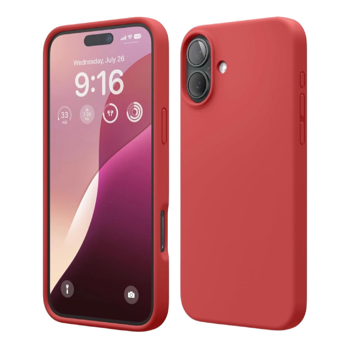 For Iphone 16 Silicone Case - Red