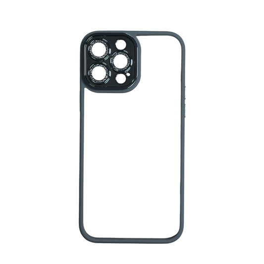 For Iphone 13 Pro Max Blue Glitter Camera Protector Case
