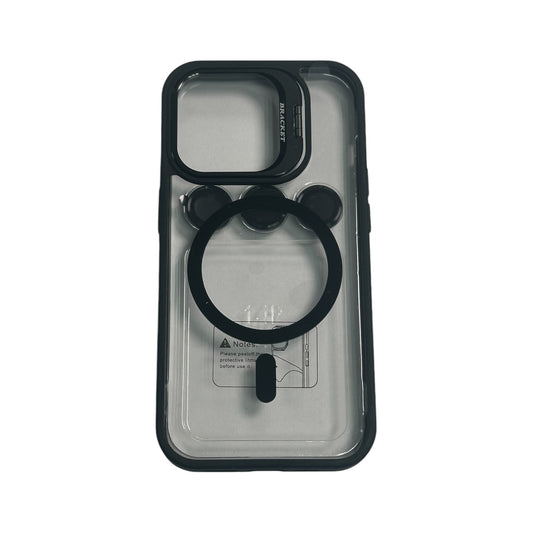 For Iphone 15 Pro Clear Mag Safe with Camera Protector Case - Black