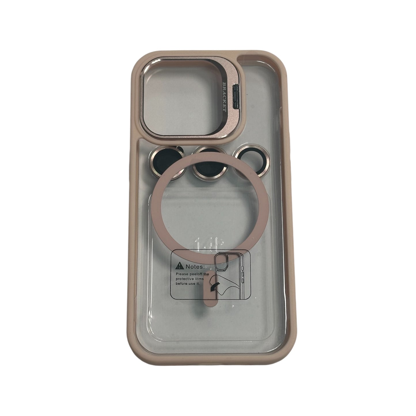 For Iphone 15 Pro Max Clear Mag Safe with Camera Protector Case - Light Pink