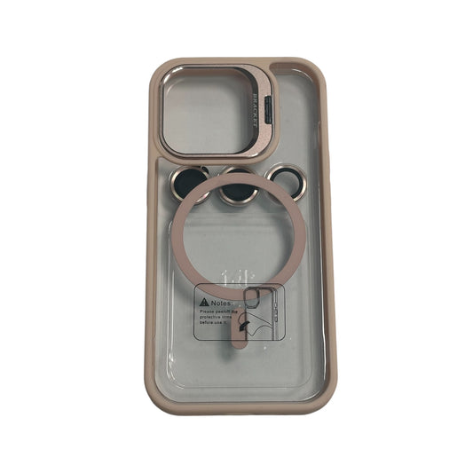 For Iphone 15 Pro Max Clear Mag Safe with Camera Protector Case - Light Pink