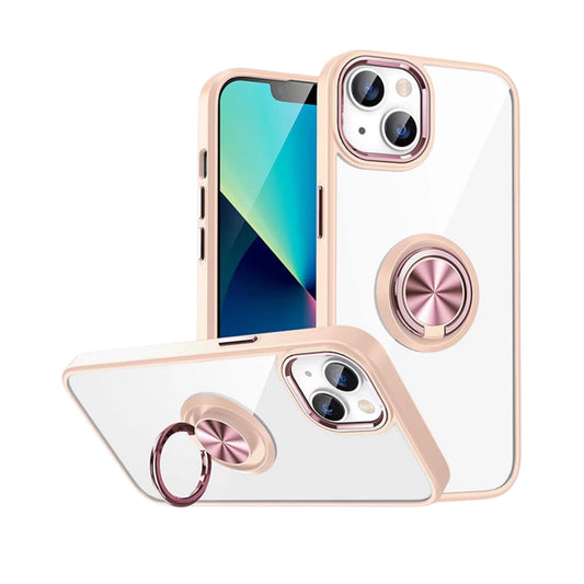 For Iphone 14 Plus Case Clear with Ring Kickstand - Pink
