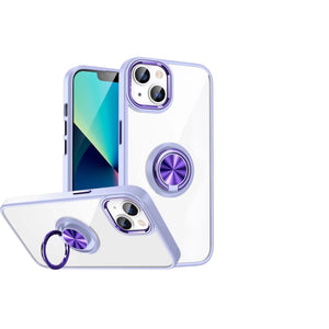 for iPhone 14 Pro Max Case with Ring Holder 360 Rotate Magnetic Kickstand - Purple