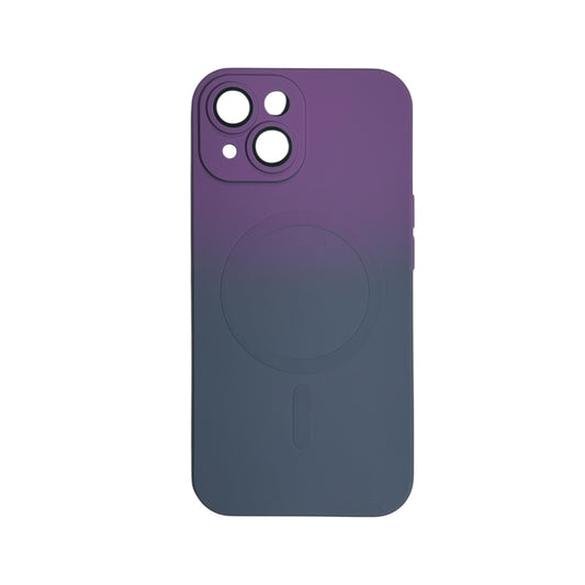 for iPhone 15 Plus  Asthetic Shockproof Cute Girly Rainbow Soft Magsafe Silicone Phone case, Purple & Grey