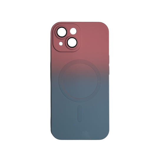 for iPhone 15 Plus Asthetic Shockproof Cute Girly Rainbow Soft Magsafe Silicone Phone case, Pink Blue