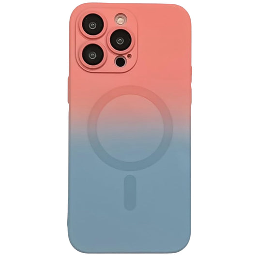 for iPhone 15 Pro Max  Asthetic Shockproof Cute Girly Rainbow Soft Magsafe Silicone Phone case, Pink Blue