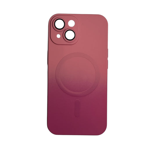 for iPhone 15 Asthetic Shockproof Cute Girly Rainbow Soft Magsafe Silicone Phone case, Pink Rose