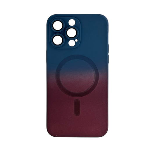 for iPhone 15 Pro Max Asthetic Shockproof Cute Girly Rainbow Soft Magsafe Silicone Phone case, Blue & Wine Red