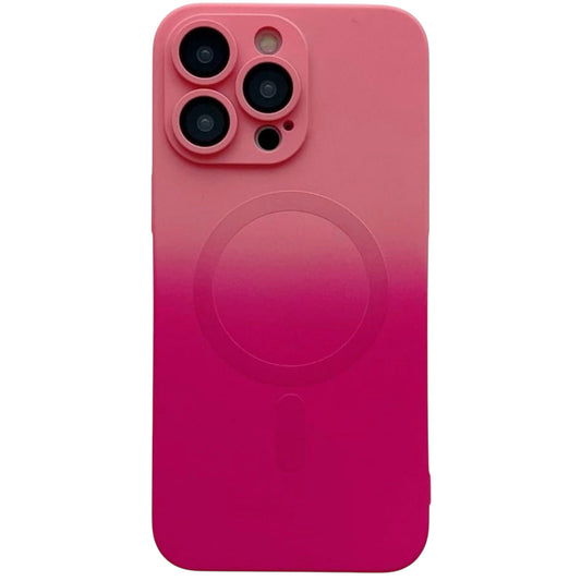 for iPhone 15 Pro Max  Asthetic Shockproof Cute Girly Rainbow Soft Magsafe Silicone Phone case, Pink Rose