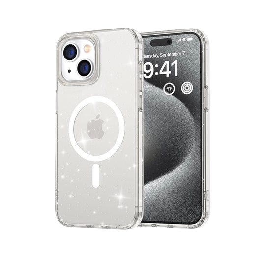 for iPhone 15 Pro Case Magnetic Clear Glitter Bling Sparkly