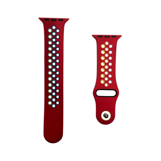 For Apple Watch Sport Band 38/40 mm M/L- Red & Multicolor