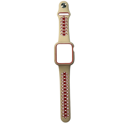 For Apple Watch Silicone Band & Case 40 mm - Bone White & Red
