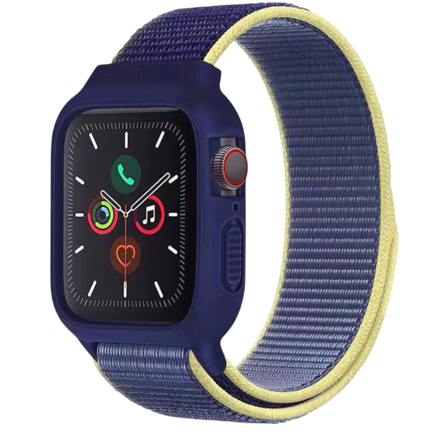 For Apple Watch Nylon Strap with Schockproof 38/40mm - Navy Blue & Yellow