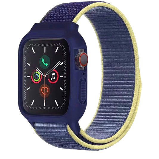 For Apple Watch Nylon Strap with Schockproof 38/40mm - Navy Blue & Yellow