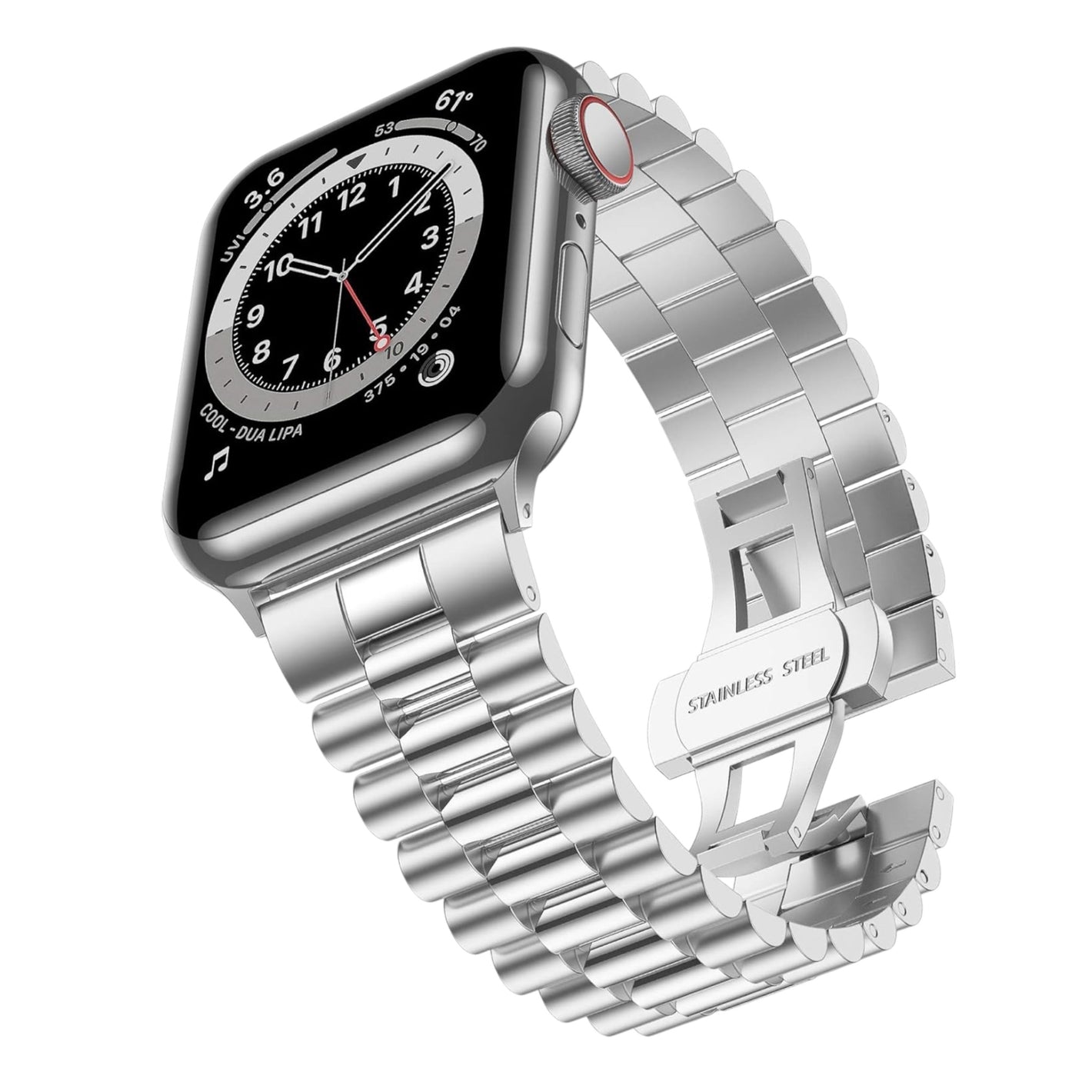 For Apple Watch Solid Stainless Steel Band 38/40mm- Silver