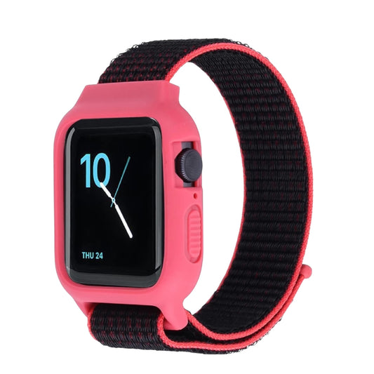 For Apple Watch Nylon Strap with Schockproof 38/40mm - Black & Pink