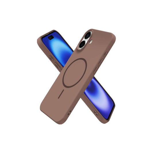For Iphone 16 Plus Silicone MagSafe Case- Brown