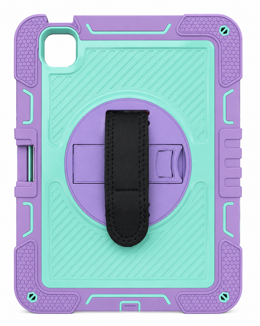 Rugged Rotating Tablet Case with Hand Strap for iPad Pro 11-inch (2024) – Mint Green & Lavender