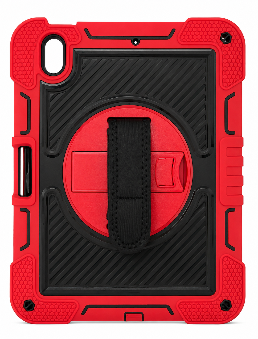 Rugged 360° Rotating Shockproof Case for iPad 10 (2022) / iPad 11 (A16, 2025) – Red & Black