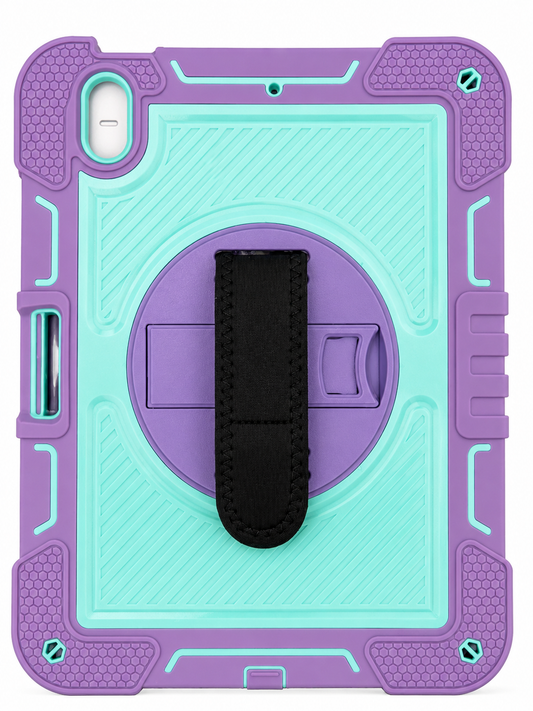 Shockproof Rotating Hand Strap Case for iPad 10 (2022) / iPad 11 (A16, 2025) – Mint Green & Lavender