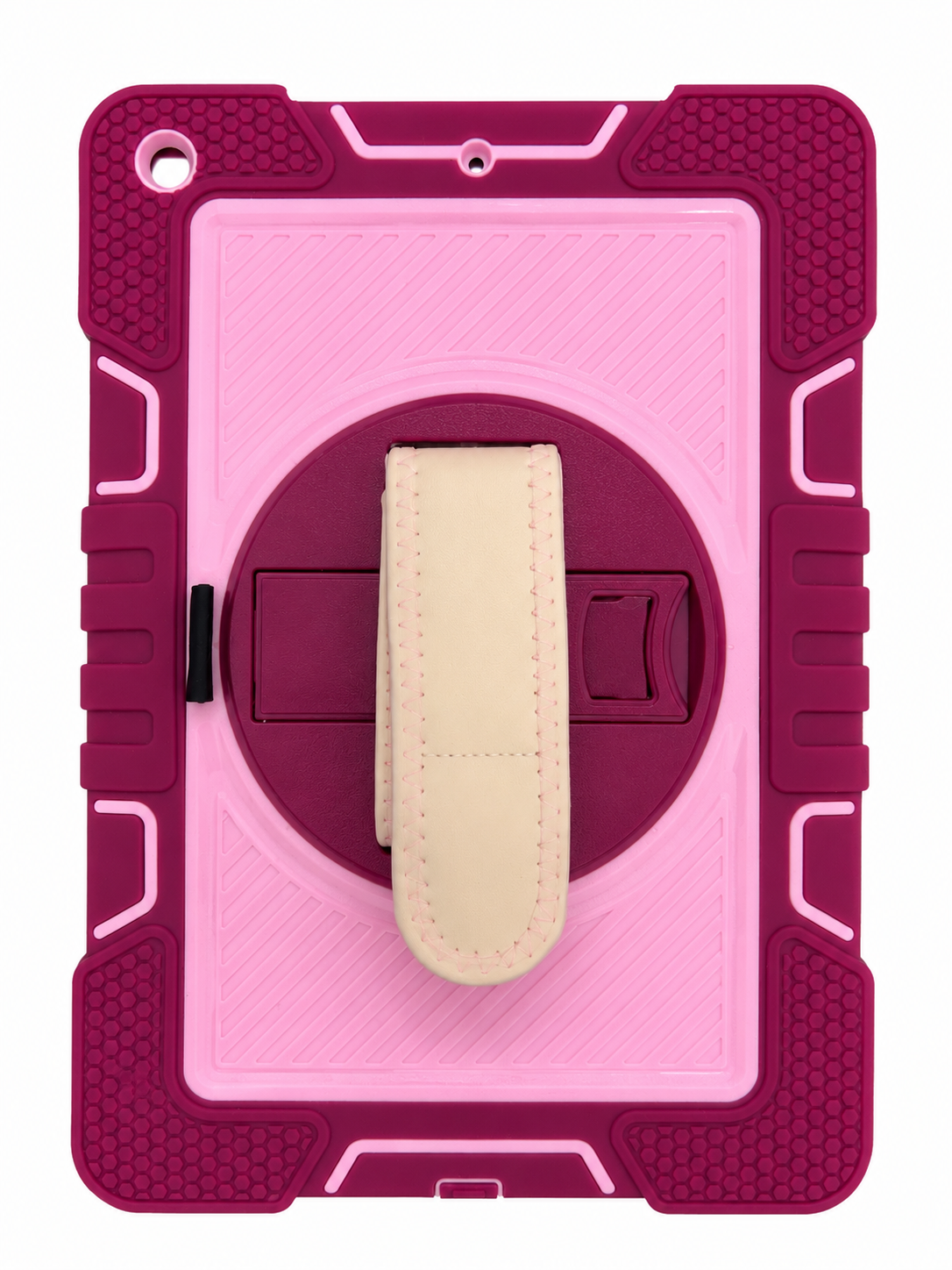 Shockproof Case with Rotating Hand Strap for iPad 10.2" (2019/2020/2021) – Pink & Burgundy