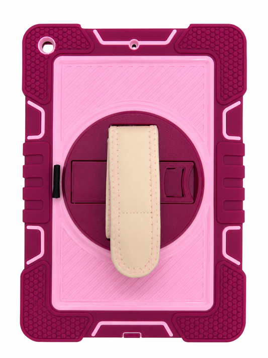Shockproof Case with Rotating Hand Strap for iPad 10.2" (2019/2020/2021) – Pink & Burgundy