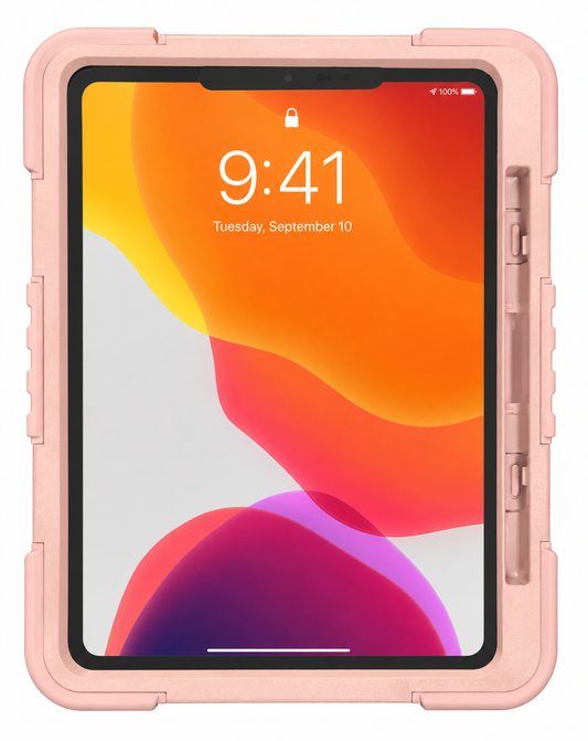Premium Rugged Tablet Case with Rotating Hand Strap & Kickstand for iPad Pro 11" (2024) – Pink