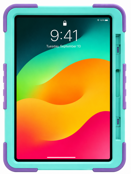 Shockproof Rotating Hand Strap Case for iPad 10 (2022) / iPad 11 (A16, 2025) – Mint Green & Lavender