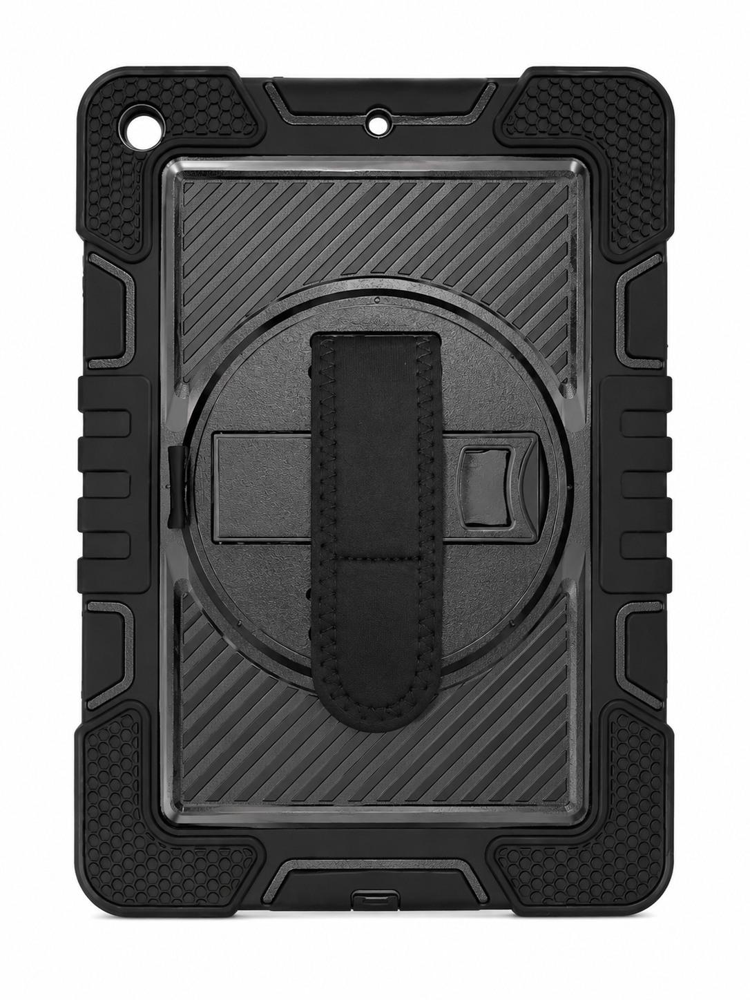 360° Heavy Duty Shockproof Case (Black) with Hand Strap & Rotating Stand for iPad 10.2 (2019/2020/2021)