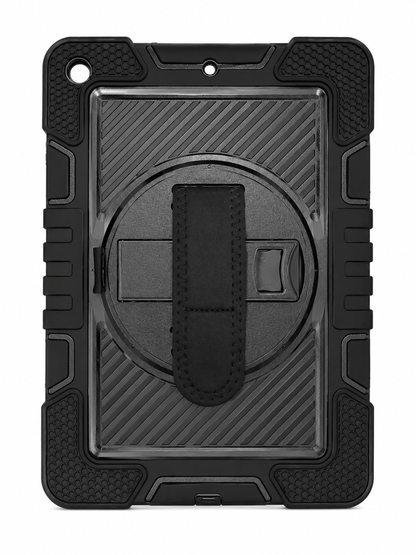 360° Heavy Duty Shockproof Case (Black) with Hand Strap & Rotating Stand for iPad 10.2 (2019/2020/2021)