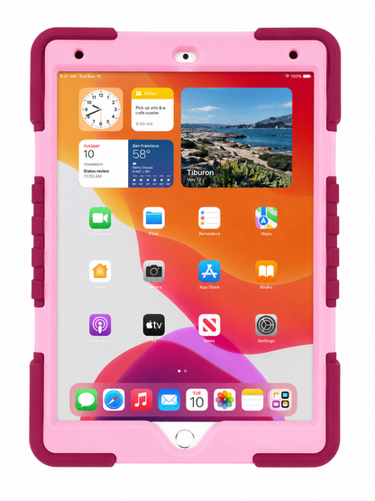 Shockproof Case with Rotating Hand Strap for iPad 10.2" (2019/2020/2021) – Pink & Burgundy