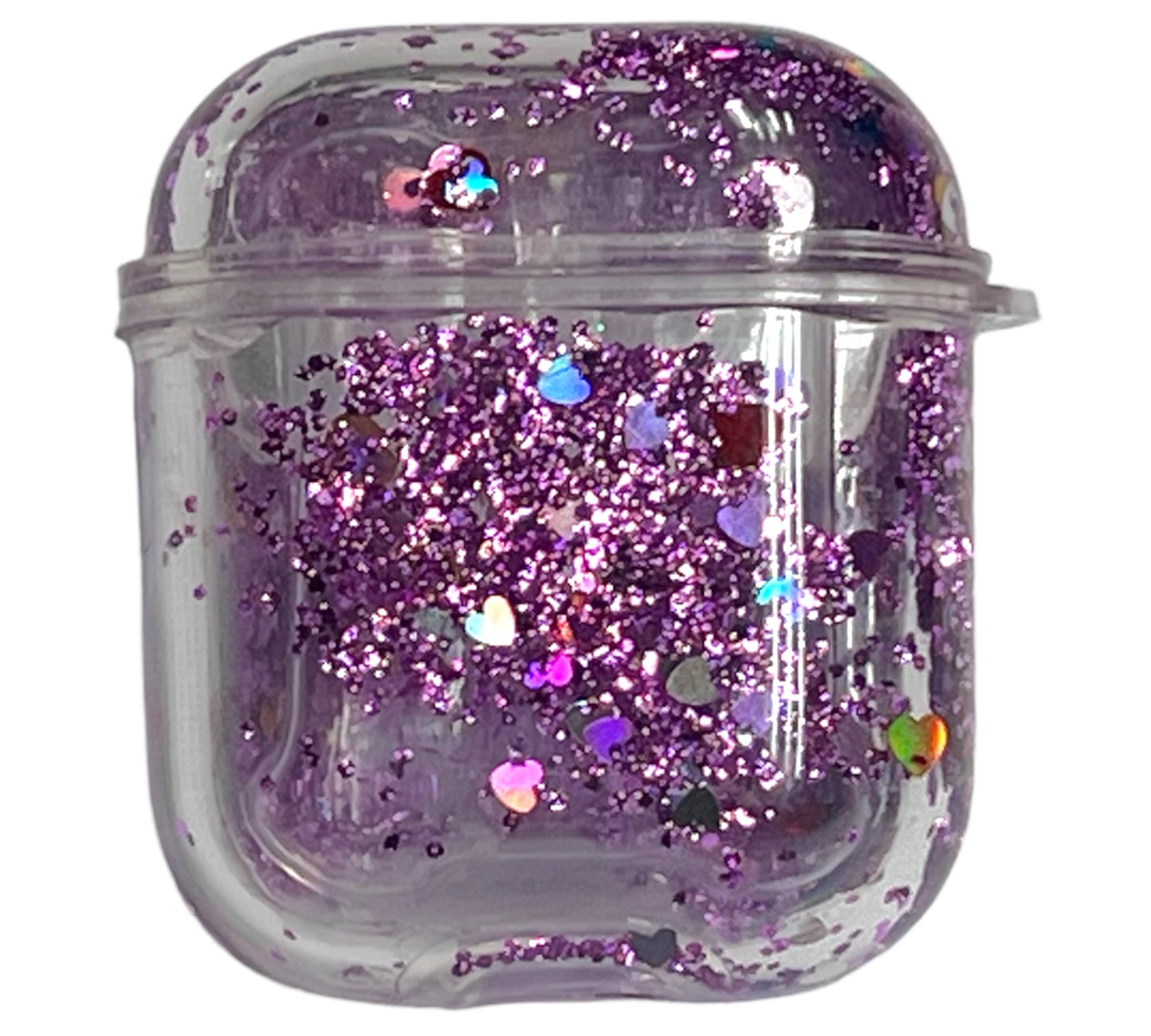 For Airpods 1/2 clear glitter violet