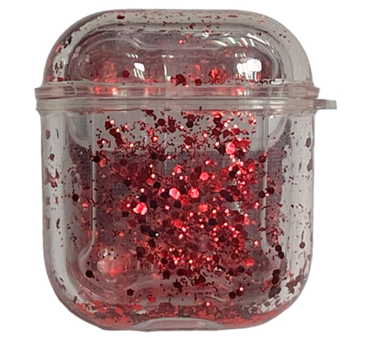 For AirPods 1/2 clear glitter red