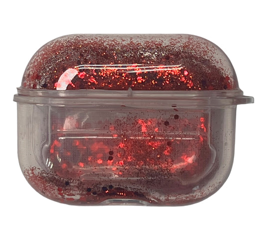 for AirPods Pro clear glitter red