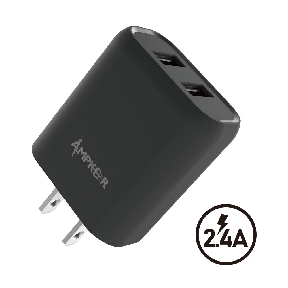 2 Ports USB WALL Adapter - 2.4A - Black