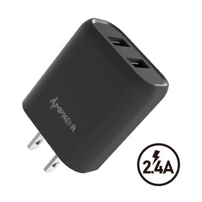 2 Ports USB WALL Adapter - 2.4A - Black