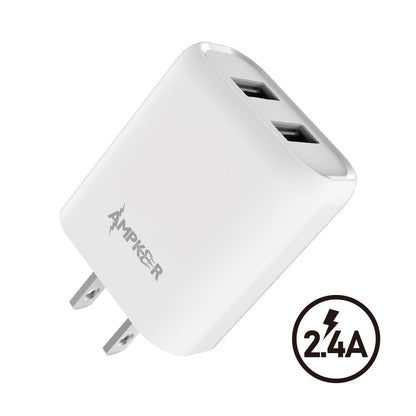 2 Ports USB WALL Adapter - 2.4A - White