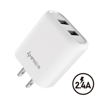 2 Ports USB WALL Adapter - 2.4A - White